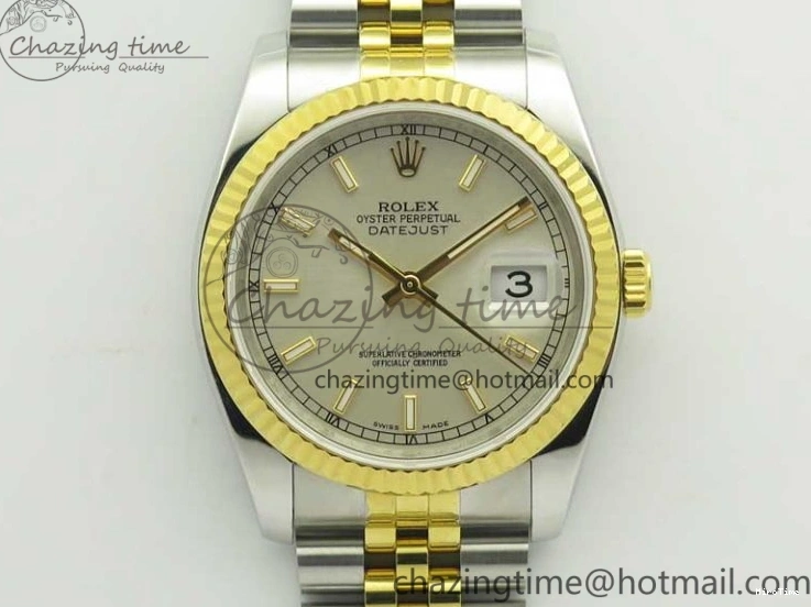MiroTime 0519 DateJust 36 SS YG 126233 ARF 1:1 Best Edition Silver Dial Stick Markers on SS YG Jubilee Bracelet SH Elegant 3430